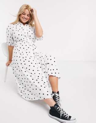 new look white polka dot dress