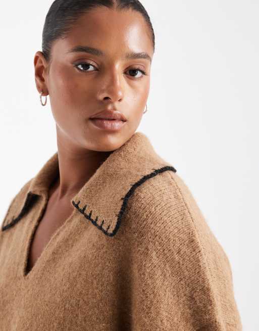 New Look Curve - Pull à détails en point de feston - Fauve, 4 de 4