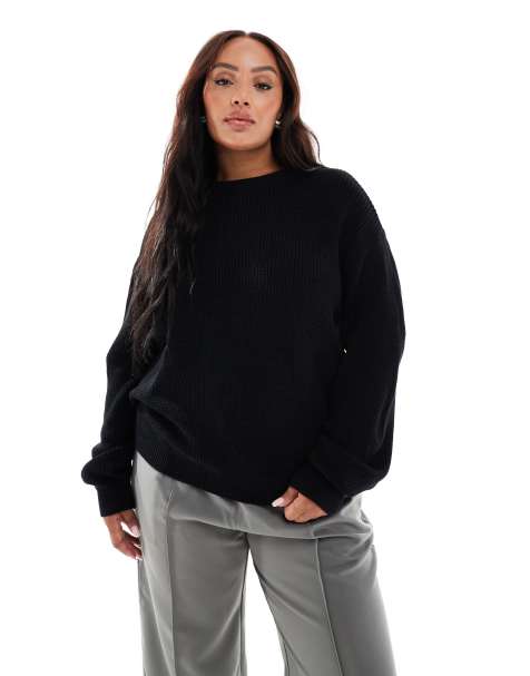 New Look Curve - Pull à surpiqûres - Noir - view 1