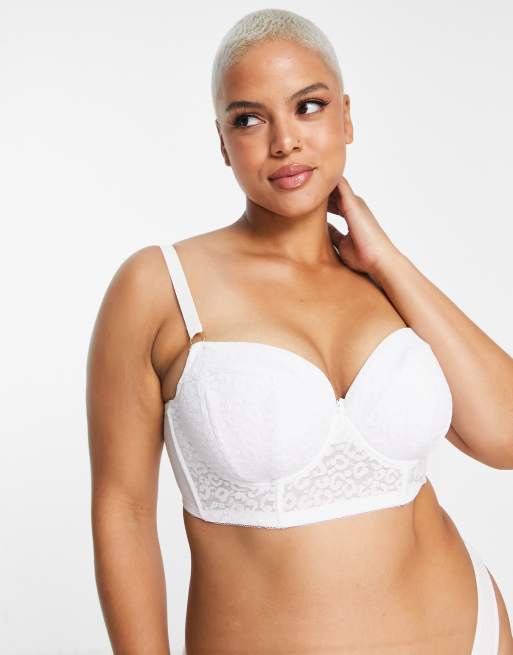 New Look Curve Reggiseno push up in pizzo bianco animalier ASOS