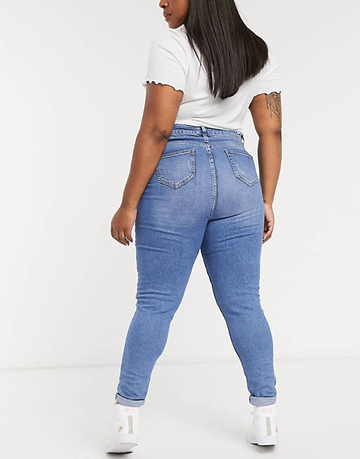 New Look Curves Womens Ripped Mom Slim Jeans 