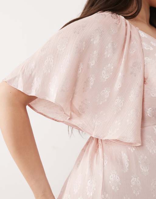 New Look Curve - Robe mi-longue en jacquard à motif cachemire et manches évasées - Rose, 2 de 4