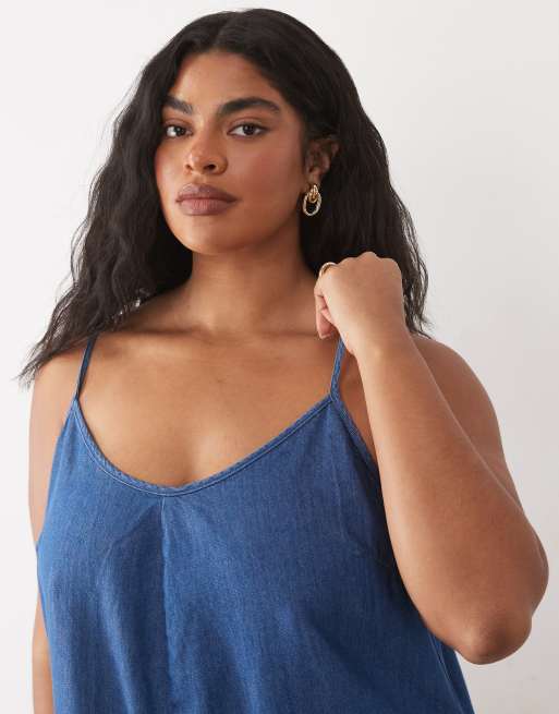 New Look Curve - Robe trapèze longueur mollet en jean - Bleu moyen, 2 de 4
