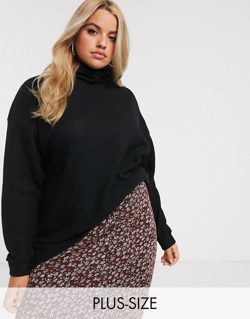 New Look Curve roll neck jumper in black