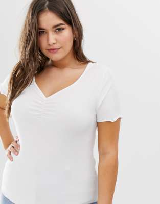 ruched white tee