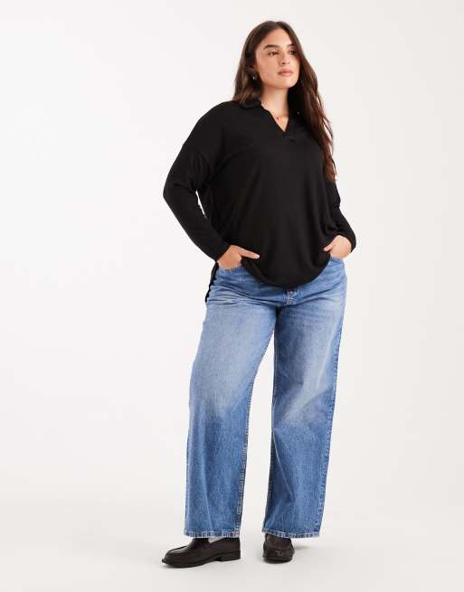 New Look Curve rugby sweatshirt in black, 4 of 4