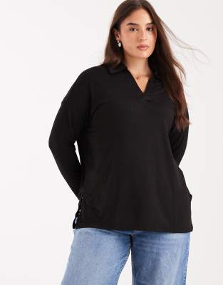 New Look Curve - Rugby-Sweatshirt in Schwarz