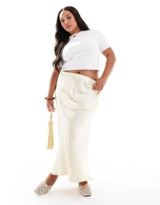 New Look Curve - Satin-Midirock in Gelb mit Schrägschnitt