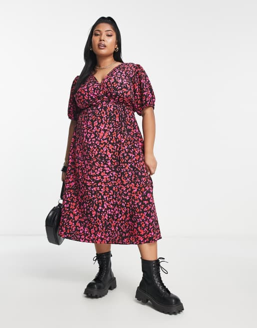 Bedøvelsesmiddel himmel Gamle tider New Look Curve satin wrap mini dress in red leopard print | ASOS