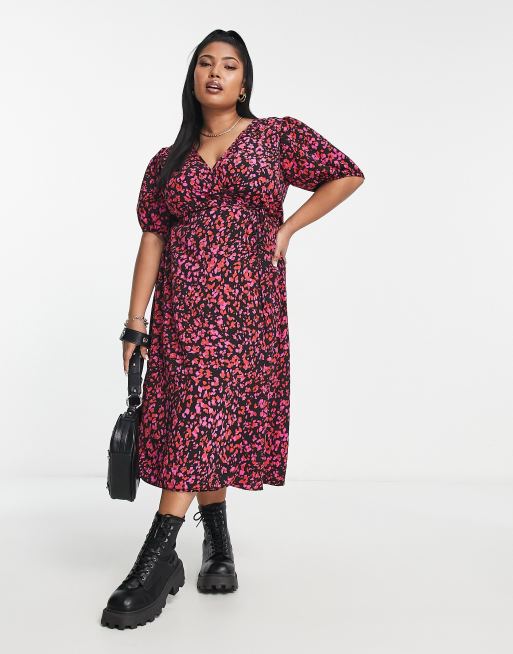 Plus size red hot sale leopard print dress