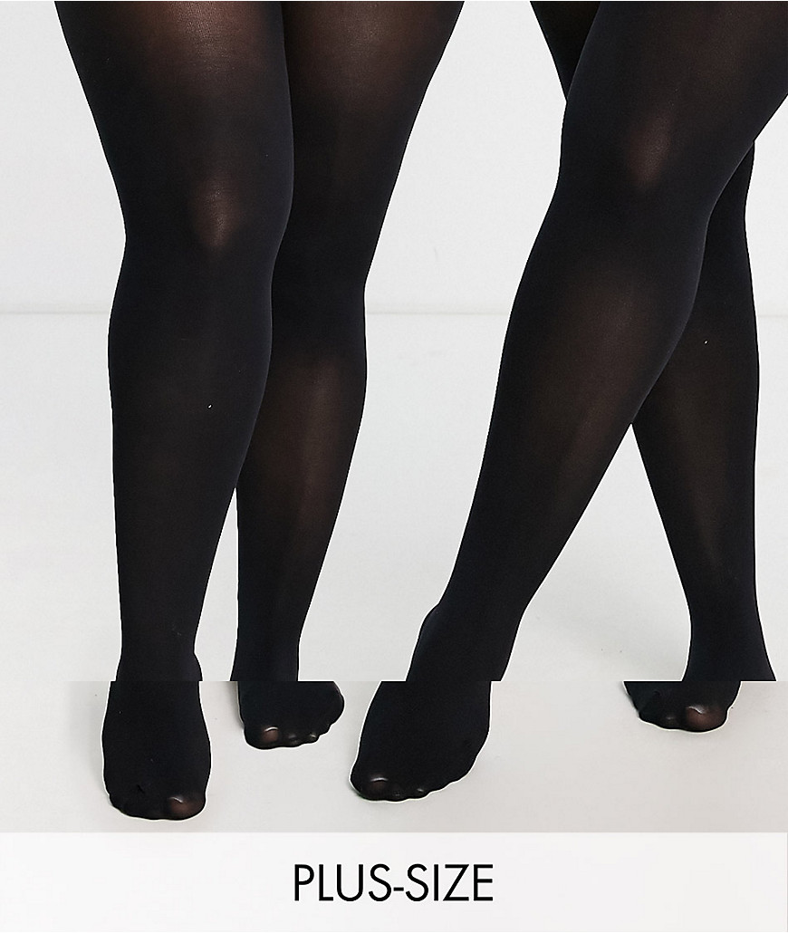 New Look Curve - Set van 2 100 denier premium panty's in zwart