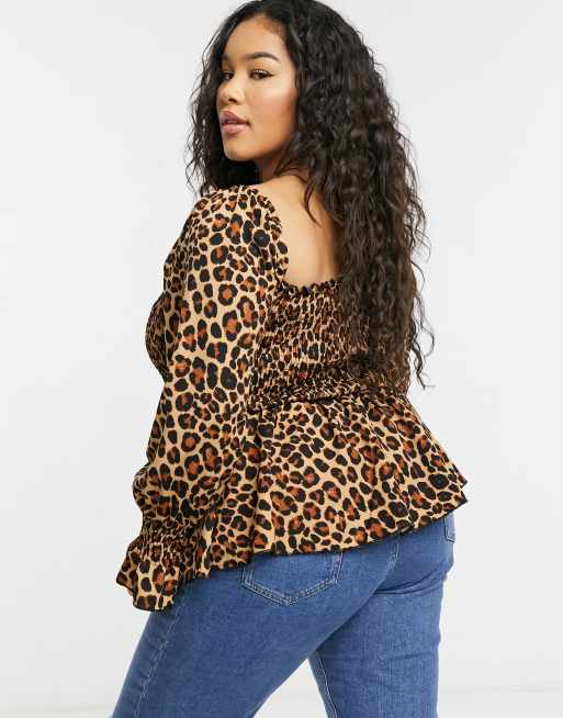 Peplum store leopard top