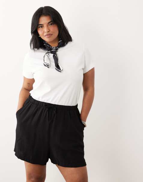 New Look Curve – Shorts in schwarzer Leinenoptik - view 1