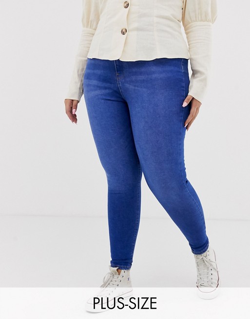 New Look Curve skinny jeans in bright blue