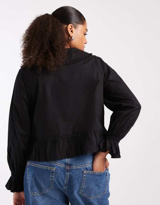 New Look Curve - Sort bluse med krave, 3 af 4