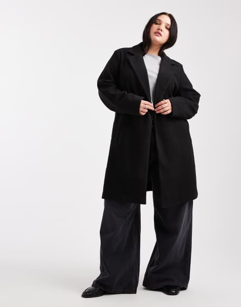 New Look Curve - Sort, elegant og uforet frakke - view 1