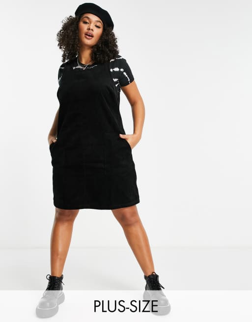 New Look Curve - Sort pinafore-kjole i fløjl