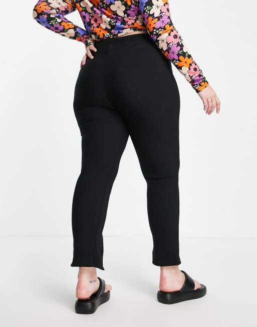 New Look Curve split hem leggings in black ASOS