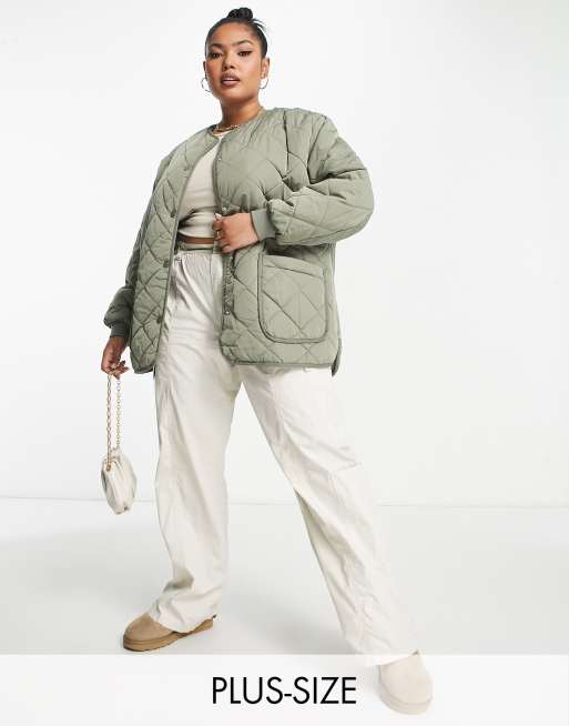 New Look Curve – Steppjacke in dunklem Khaki