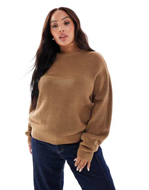 New Look Curve stitchy jumper in beige - view 1