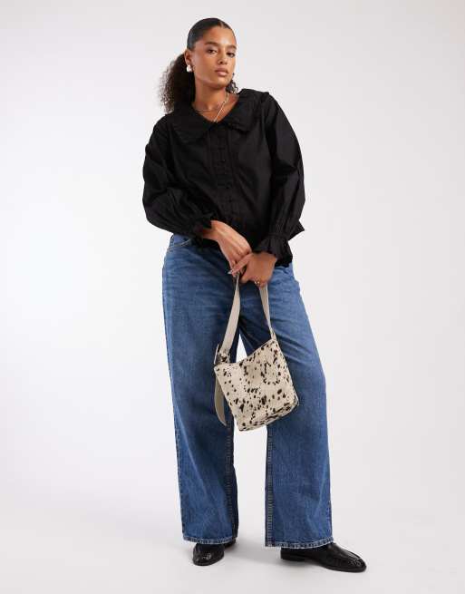 New Look Curve – Svart blus med krage, 2 av 4