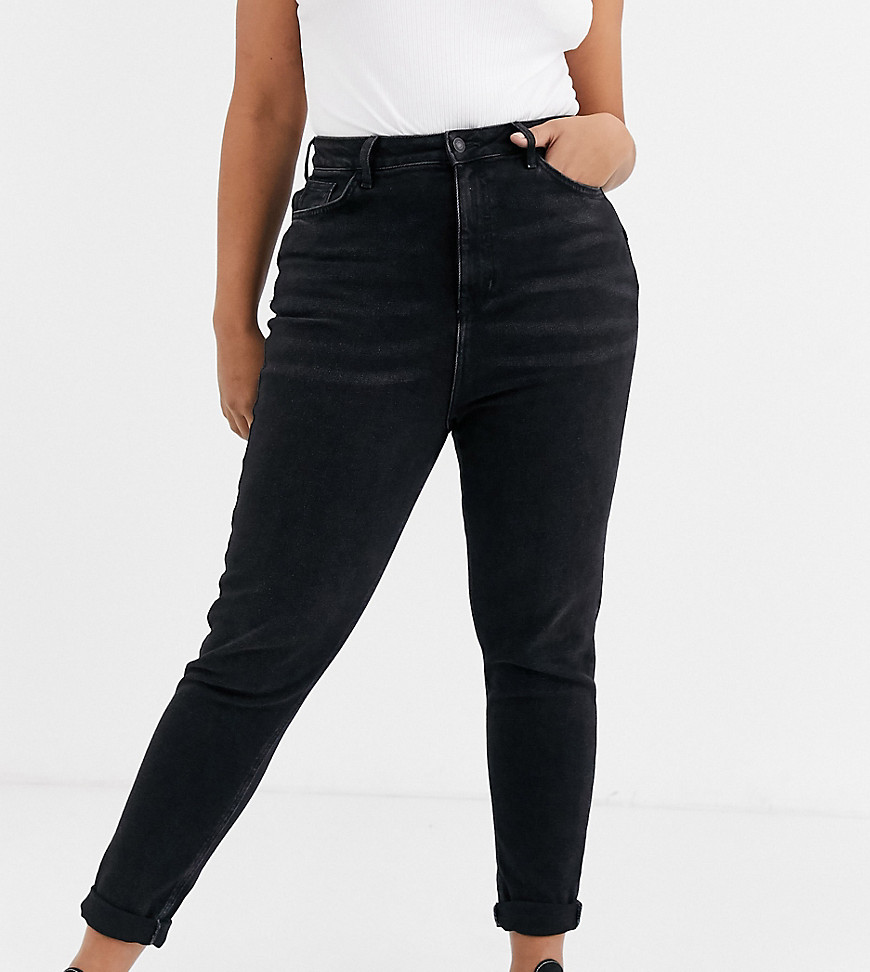 New Look – Curve – Svarta mom jeans
