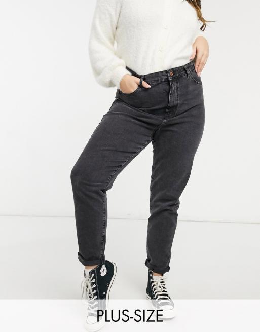 New Look – Curve – Svarta mom jeans