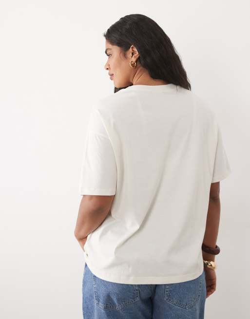 New Look Curve - T-shirt squadrata bianca con stampa di limoni, 4 di 4