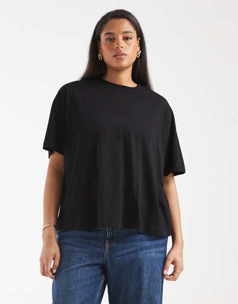 New Look Curve - T-shirt squadrata nera - view 1