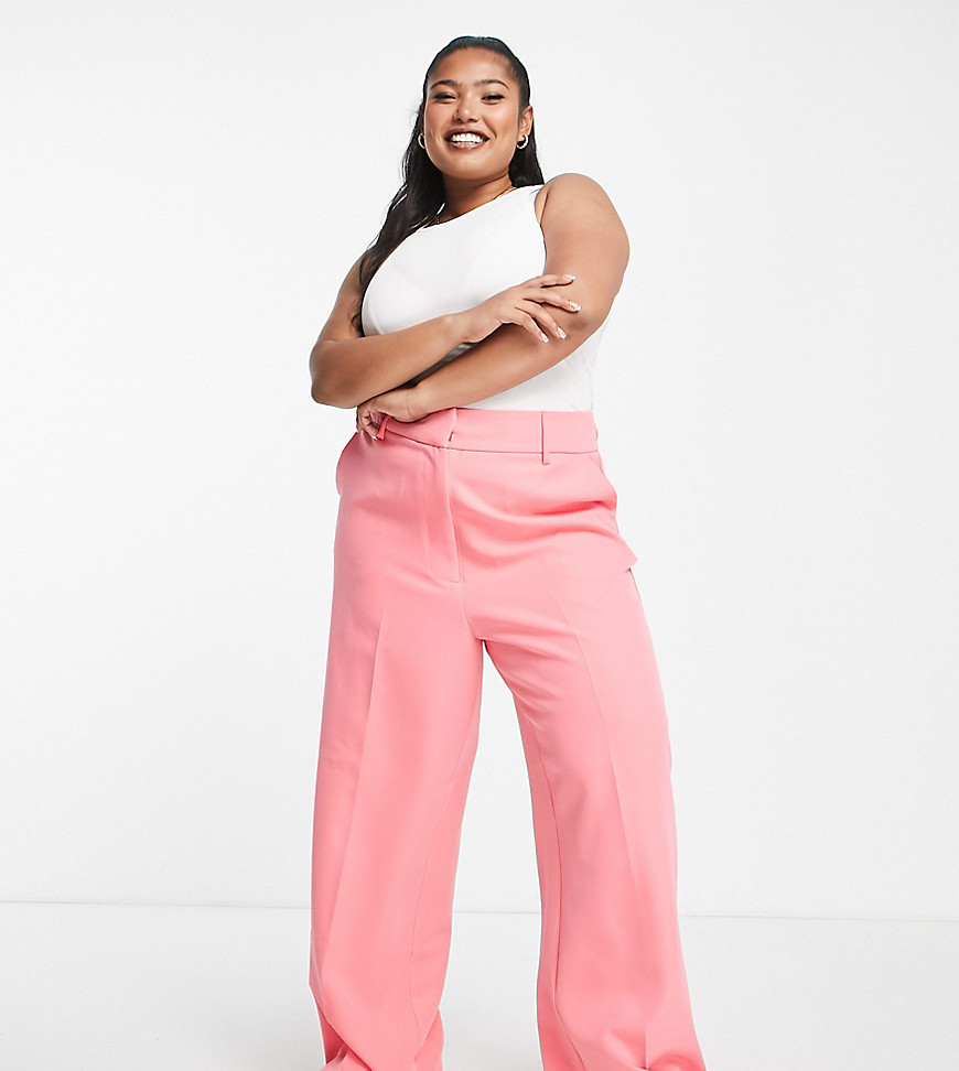 New Look Plus New Look Curve Tailored Pants In Pink - Part Of A Set