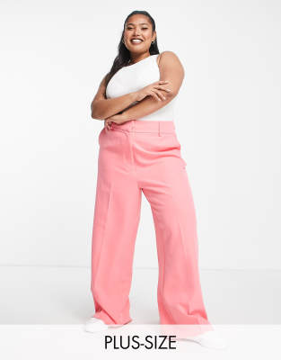 YOURS Plus Size Pink Wide Leg Trousers