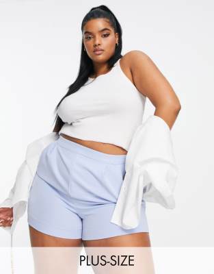 New Look Plus New Look Curve tailored shorts in light blue