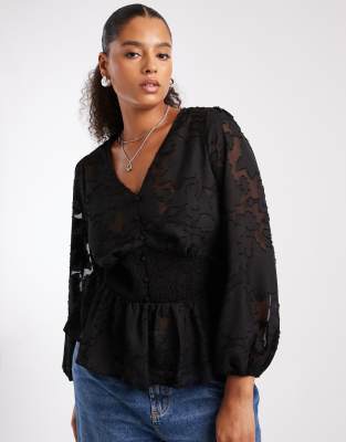 New Look Curve - Top rétro en jacquard - Noir