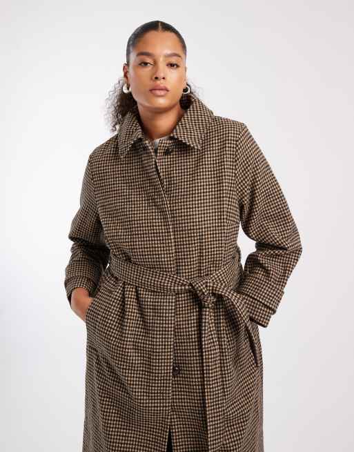 New Look Curve - Trench con cintura marrone a quadri, 2 di 4