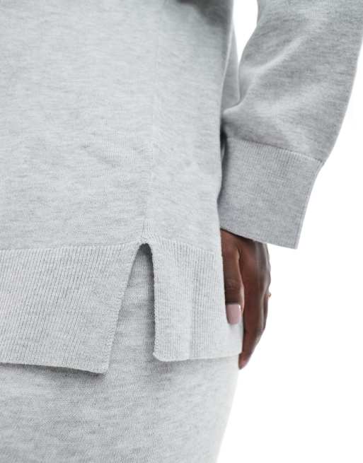 New Look Curve - Trui met V-hals in lichtgrijs, deel van co-ord set, 3 van 4
