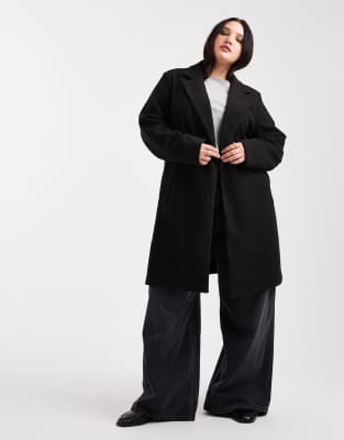 New Look Curve - Ungefütterter, formeller Mantel in Schwarz