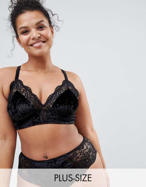 New Look Curve lace padded bralette in black