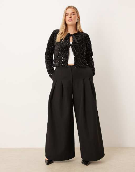 New Look Curve velvet sequin jacket in black, 2 of 4