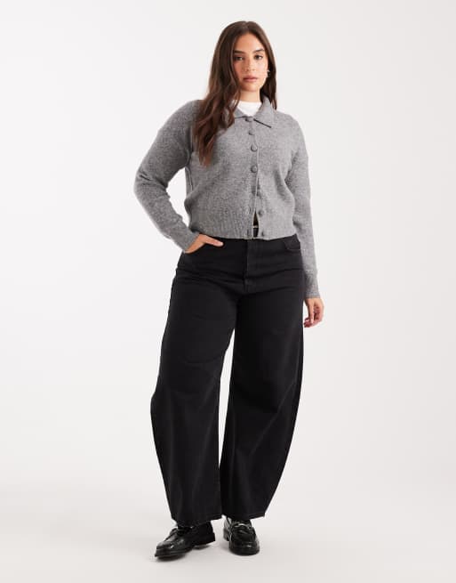 New Look Curve - Vest met kraagje in middengrijs, 2 van 4
