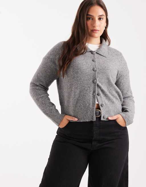 New Look Curve - Vest met kraagje in middengrijs, 3 van 4