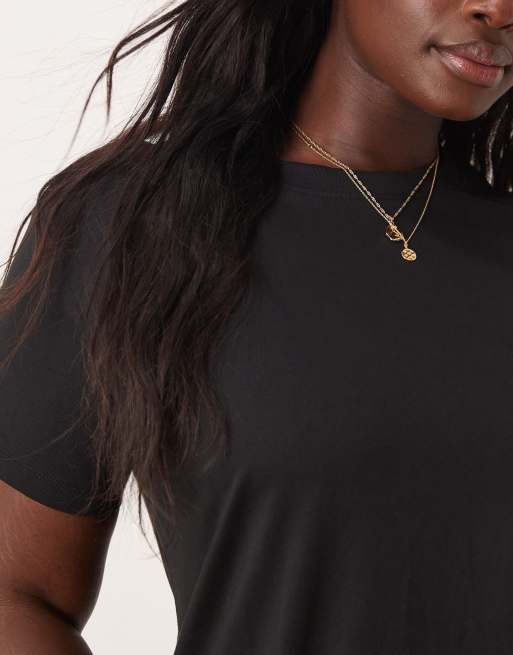 New Look Curve - Vestito midi stile T-shirt in jersey nero, 2 di 4