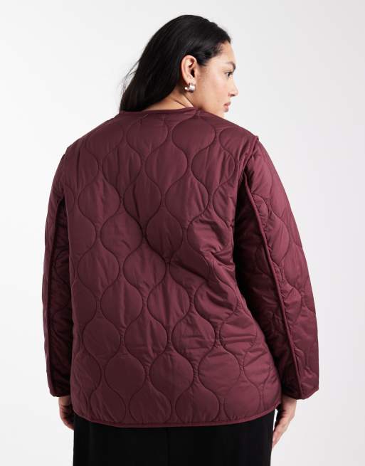 New Look Curve – Wattierte Steppjacke in Burgunderrot, 4 von 4