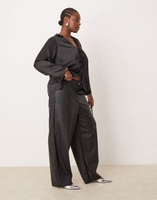 New Look Plus New Look Curve western PU trousers in black