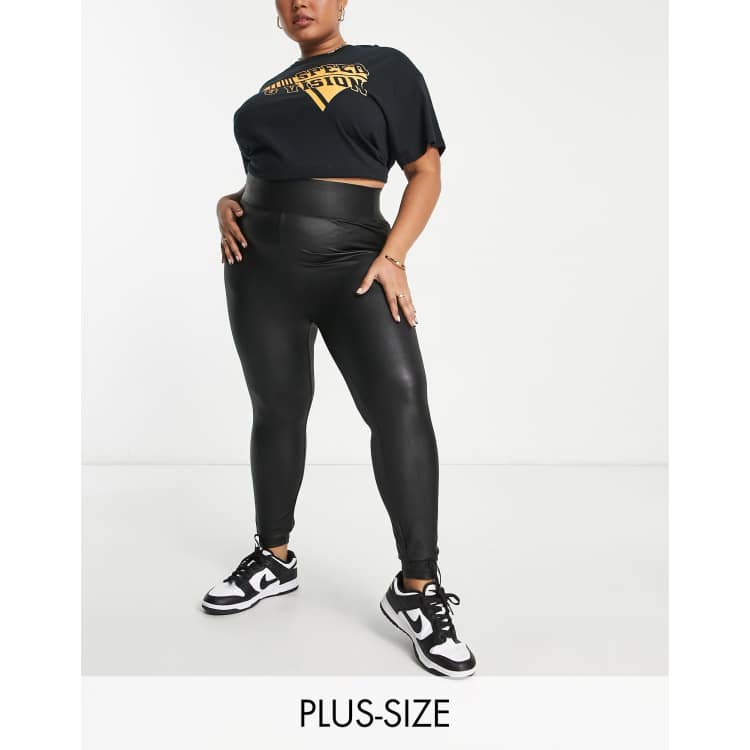 New Look Curve wet look legging in black