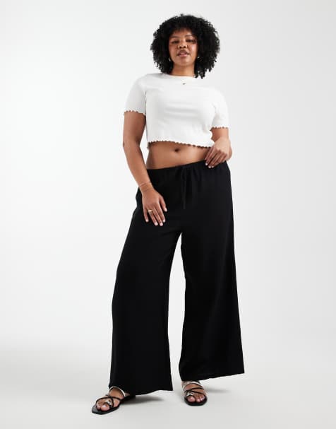 New Look Curve wide-legged pants in black - view 1