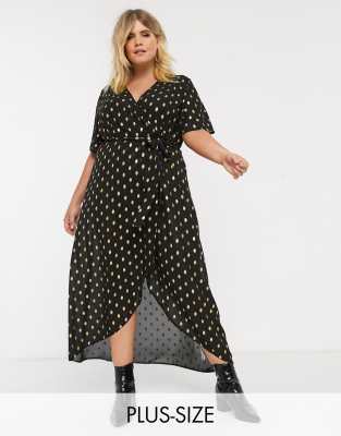 black dress with gold polka dots