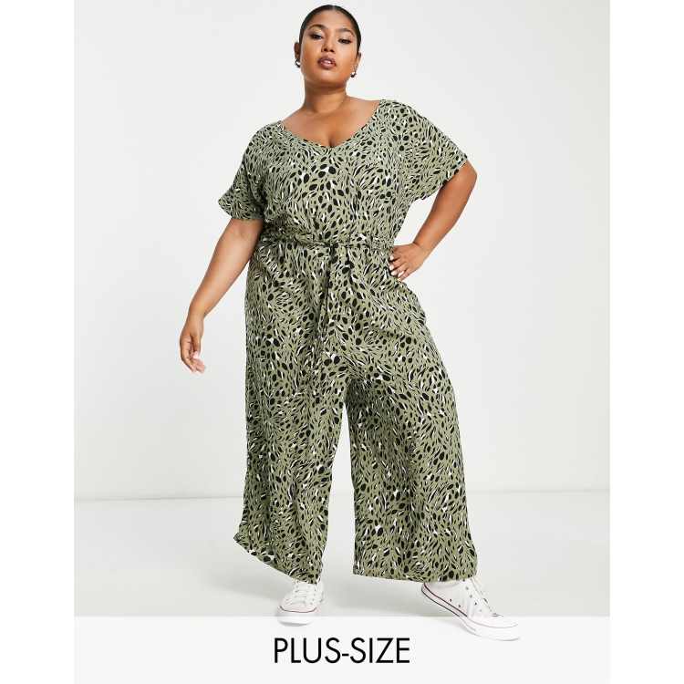 Green leopard print store jumpsuit new look