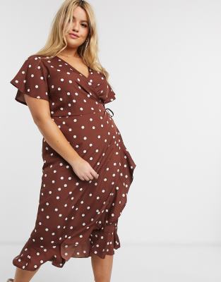 brown polka dot dress new look