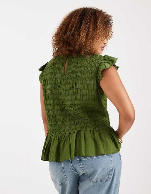 New Look Curve – Zielony marszczony top bez rękawów, 4 z 4