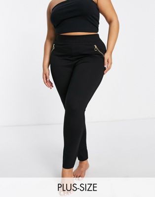 New Look Curve side zip trousers in black